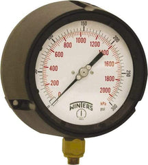 Winters - 4-1/2" Dial, 1/4 Thread, 0-300 Scale Range, Pressure Gauge - Bottom Connection Mount, Accurate to ±0.5% of Scale - Exact Tool & Supply