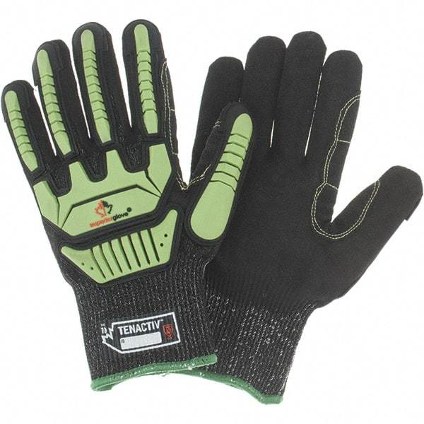 Value Collection - Size XL, ANSI Cut Lvl A7, Puncture Lvl 3, Abrasion Lvl 4, Cut & Puncture Resistant Gloves - Palm Coated, Hi-Vis Lime/Black - Exact Tool & Supply