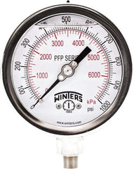 Winters - 4" Dial, 1/4 Thread, 0-1,000 Scale Range, Pressure Gauge - Bottom Connection Mount, Accurate to 0.01% of Scale - Exact Tool & Supply