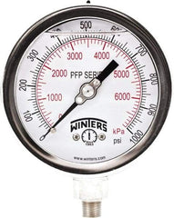Winters - 4" Dial, 1/4 Thread, 0-1,000 Scale Range, Pressure Gauge - Bottom Connection Mount, Accurate to 0.01% of Scale - Exact Tool & Supply