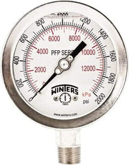 Winters - 4" Dial, 1/4 Thread, 0-2,000 Scale Range, Pressure Gauge - Bottom Connection Mount, Accurate to 0.01% of Scale - Exact Tool & Supply