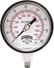 Winters - 4" Dial, 1/4 Thread, 0-160 Scale Range, Pressure Gauge - Bottom Connection Mount, Accurate to 0.01% of Scale - Exact Tool & Supply