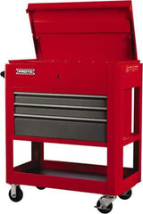 Proto - 23" Wide x 46" High x 30" Deep, 3 Drawer Tool Cart - 3,600 Lb Capacity, Steel, Safety Red/Gray - Exact Tool & Supply
