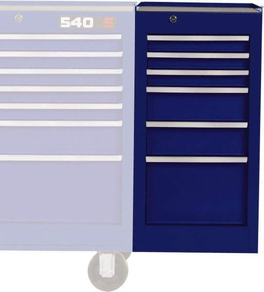 Proto - 6 Drawer Blue Side Cabinet - 15" Wide x 29" High x 18" Deep, Use with Vinyl Top, Drawer Liners - Exact Tool & Supply