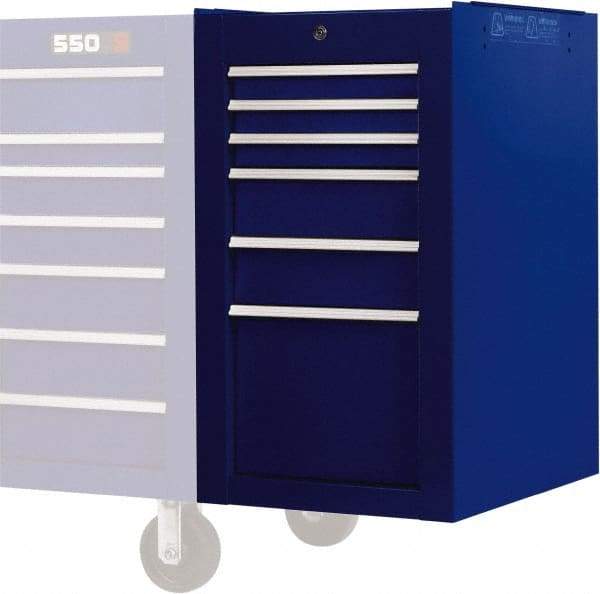 Proto - 6 Drawer Blue Side Cabinet - 19" Wide x 34" High x 25" Deep, Use with Proto Roller Cabinet - Exact Tool & Supply