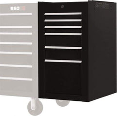 Proto - 6 Drawer Black Side Cabinet - 19" Wide x 34" High x 25" Deep, Use with Proto Roller Cabinet - Exact Tool & Supply