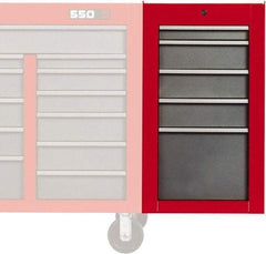 Proto - 5 Drawer Red/Gray Side Cabinet - 19" Wide x 34" High x 25" Deep, Use with Proto Roller Cabinet - Exact Tool & Supply