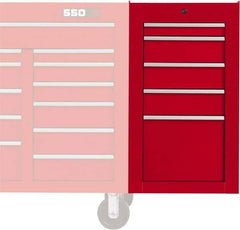 Proto - 5 Drawer Red Side Cabinet - 19" Wide x 34" High x 25" Deep, Use with Proto Roller Cabinet - Exact Tool & Supply