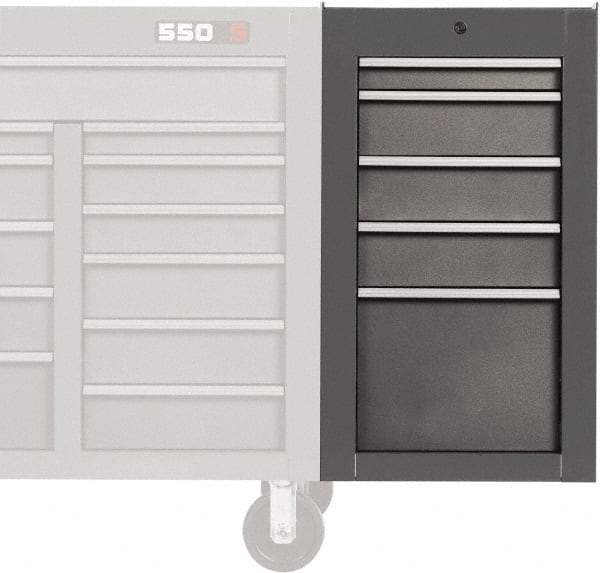 Proto - 5 Drawer Gray Side Cabinet - 19" Wide x 34" High x 25" Deep, Use with Proto Roller Cabinet - Exact Tool & Supply
