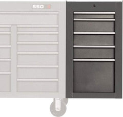 Proto - 5 Drawer Gray Side Cabinet - 19" Wide x 34" High x 25" Deep, Use with Proto Roller Cabinet - Exact Tool & Supply