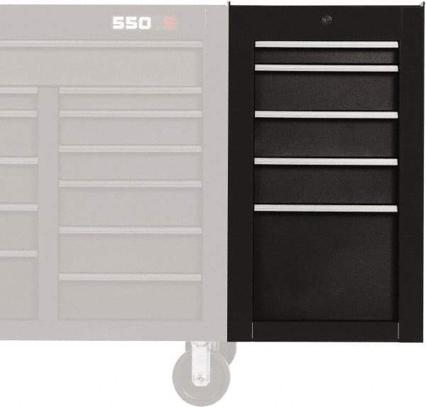 Proto - 5 Drawer Black Side Cabinet - 19" Wide x 34" High x 25" Deep, Use with Proto Roller Cabinet - Exact Tool & Supply