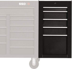 Proto - 5 Drawer Black Side Cabinet - 19" Wide x 34" High x 25" Deep, Use with Proto Roller Cabinet - Exact Tool & Supply