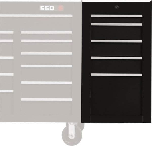 Proto - 5 Drawer Black Side Cabinet - 19" Wide x 34" High x 25" Deep, Use with Proto Roller Cabinet - Exact Tool & Supply
