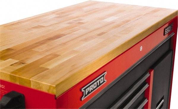 Proto - Tool Box Solid Maple with Laminated Edge Hardwood Worktop - 66-9/16" Wide x 25" Deep x 1-1/2" High, Brown, For Proto Workstations - Exact Tool & Supply