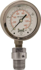 Winters - 2-1/2" Dial, 1/4 Thread, 0-100 Scale Range, Pressure Gauge - Bottom Connection Mount, Accurate to 1.5% of Scale - Exact Tool & Supply