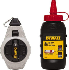 DeWALT - 100' Long Reel & Chalk Set - Silver & Black, Includes 4 oz Red Chalk - Exact Tool & Supply