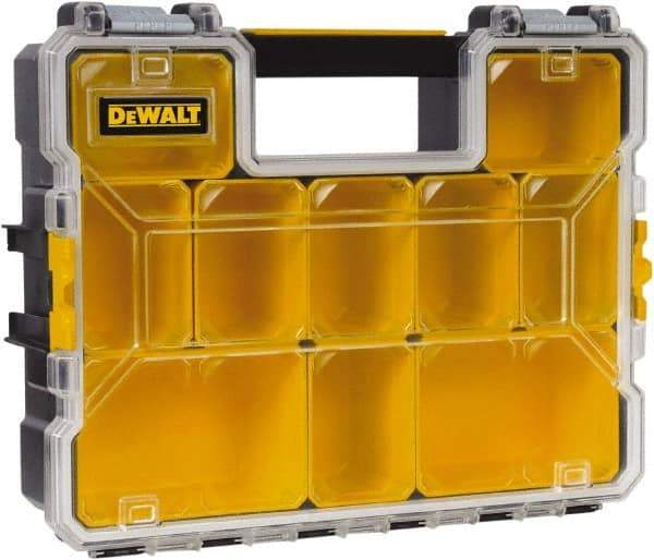 DeWALT - 10 Compartment Tool Organizer - 14" Wide x 4-1/2" Deep x 4-1/2" High, Plastic, Yellow - Exact Tool & Supply