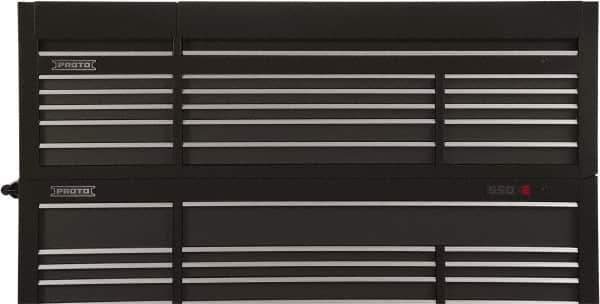 Proto - 15 Drawer Top Tool Chest - 88-1/4" Wide x 27" Deep x 27-1/4" High, Steel, Black - Exact Tool & Supply