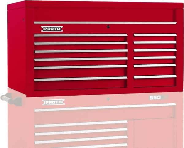 Proto - 12 Drawer Top Tool Chest - 50" Wide x 25-1/4" Deep x 27" High, Steel, Red - Exact Tool & Supply