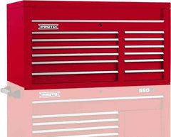 Proto - 12 Drawer Top Tool Chest - 50" Wide x 25-1/4" Deep x 27" High, Steel, Red - Exact Tool & Supply