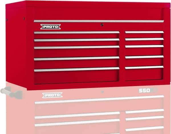 Proto - 10 Drawer Top Tool Chest - 50" Wide x 25-1/4" Deep x 27" High, Steel, Red - Exact Tool & Supply