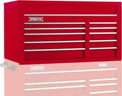Proto - 10 Drawer Top Tool Chest - 50" Wide x 25-1/4" Deep x 27" High, Steel, Red - Exact Tool & Supply