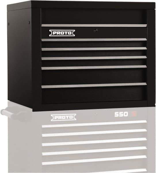 Proto - 5 Drawer Top Tool Chest - 34" Wide x 25-1/4" Deep x 27" High, Steel, Black - Exact Tool & Supply