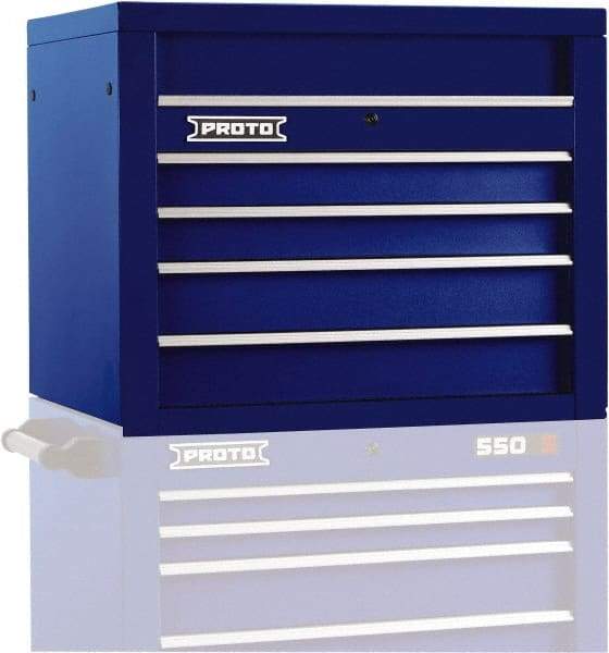Proto - 4 Drawer Top Tool Chest - 34" Wide x 25-1/4" Deep x 27" High, Steel, Blue - Exact Tool & Supply