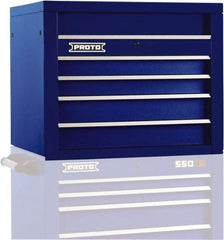 Proto - 4 Drawer Top Tool Chest - 34" Wide x 25-1/4" Deep x 27" High, Steel, Blue - Exact Tool & Supply