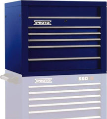 Proto - 5 Drawer Top Tool Chest - 34" Wide x 25-1/4" Deep x 27" High, Steel, Blue - Exact Tool & Supply