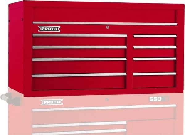Proto - 8 Drawer Top Tool Chest - 50" Wide x 25-1/4" Deep x 27" High, Steel, Red - Exact Tool & Supply