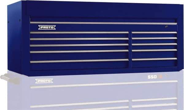 Proto - 10 Drawer Top Tool Chest - 66" Wide x 27" Deep x 27" High, Steel, Blue - Exact Tool & Supply