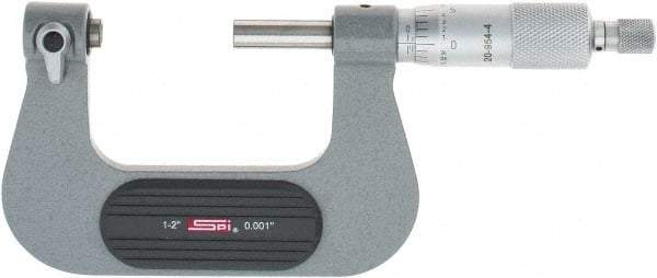 SPI - 1 to 2" Range, Mechanical Screw Thread Micrometer - Ratchet Stop Thimble, 0.001" Graduation, +/-0.0002" Accuracy - Exact Tool & Supply
