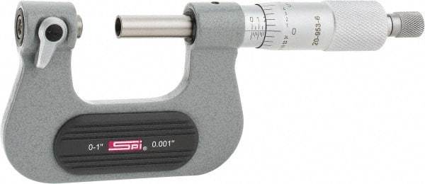 SPI - 0 to 1" Range, Mechanical Screw Thread Micrometer - Ratchet Stop Thimble, 0.001" Graduation, +/- 0.0002" Accuracy - Exact Tool & Supply