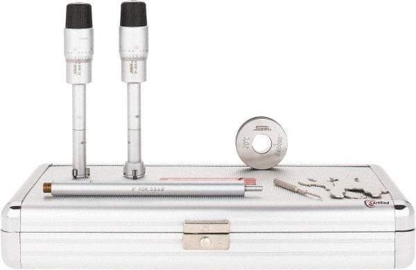 SPI - 2 Piece, 1/2 to 0.8", Chrome Plated Coated, Mechanical Inside Micrometer Set - 0.0002" Graduation, 6" Extension Rod Length, (1) Setting Ring Included - Exact Tool & Supply