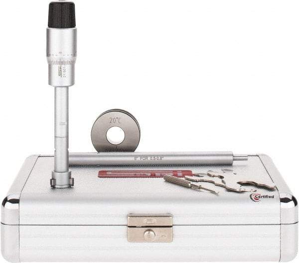 SPI - 0.65 to 0.8", 3.15" Gage Depth, Mechanical Inside Hole Micrometer - 0.0002" Graduation, 0.00016" Accuracy, Ratchet Stop Thimble - Exact Tool & Supply