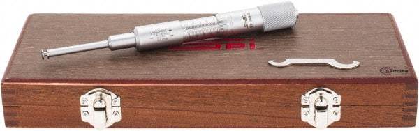 SPI - 1.6 to 26.5mm Inside Range, 0 to 25mm Outside Range, Mechanical Groove Micrometer - 0.01mm Graduation, 0.0100 Accuracy, 0.26" Measuring Disc Diam, 0.03" Disc Edge Thickness - Exact Tool & Supply