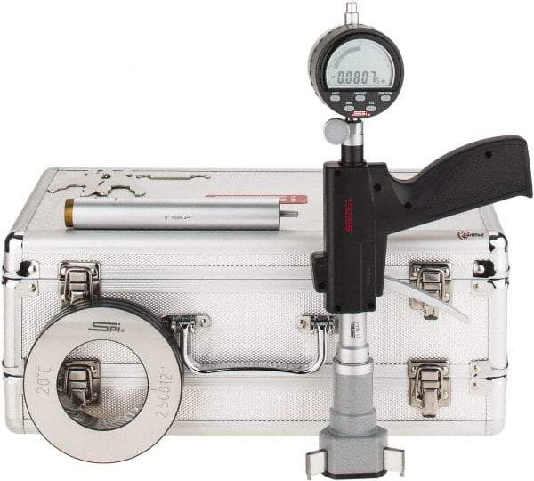 SPI - 2.5 to 3", 4.48" Deep, Pistol Grip Electronic Bore Gage - Up to 0.0002" Accuracy, 0.0001" Resolution, Includes Indicator - Exact Tool & Supply