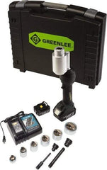Greenlee - 14 Piece, 0.88 to 2.4165" Punch Hole Diam, Hydraulic Knockout Set - Round Punch, 10 Gage Stainless Steel, 10 Gage Mild Steel - Exact Tool & Supply