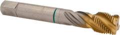 Kennametal - 5/8-18 4 Flute 2B Modified Bottoming Spiral Flute Tap - Cobalt, TiN Finish, 100mm OAL, Right Hand Flute, Right Hand Thread - Exact Tool & Supply