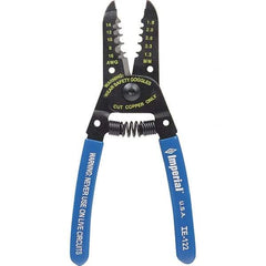 Imperial - 8 to 16 AWG Capacity Wire Stripper/Cutter - 6" OAL, Hardened Steel with Cushion Grip Handle - Exact Tool & Supply