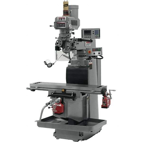 Jet - 54" Table Width x 12" Table Length, Electronic Variable Speed Control, 3 Phase Knee Milling Machine - R8 Spindle Taper, 5 hp - Exact Tool & Supply