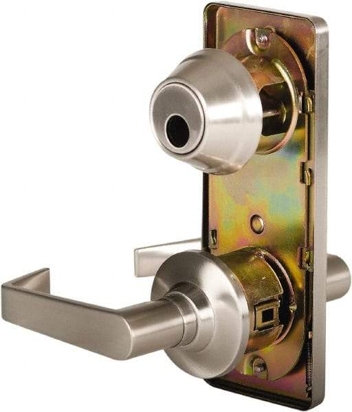 Stanley - Grade 2 Passage Lever Lockset for 1-3/8 to 2" Thick Doors - 2-3/4" Back Set, Keyless Cylinder, Brass Alloy, Satin Nickel Finish - Exact Tool & Supply