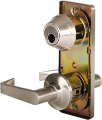 Stanley - Grade 2 Passage Lever Lockset for 1-3/8 to 2" Thick Doors - 2-3/4" Back Set, Keyless Cylinder, Brass Alloy, Satin Nickel Finish - Exact Tool & Supply