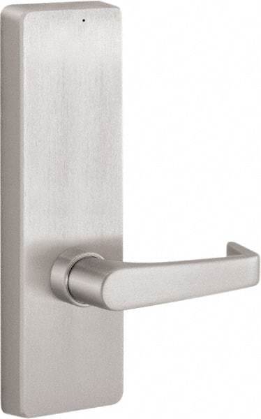 Stanley - 10" OAL Reversible Unrated Flatbar - 32 to 36" Door Width, Satin Stainless Steel Finish, Grade 1, 2100 Series - Exact Tool & Supply
