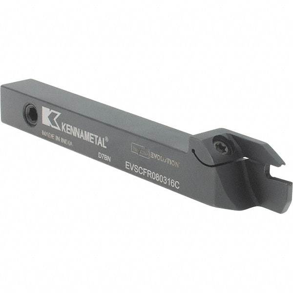Kennametal - External Thread, 16mm Max Cut of Depth, 3mm Min Groove Width, 5" OAL, Right Hand Indexable Grooving Cutoff Toolholder - 1/2" Shank Height x 1/2" Shank Width, EG0300M03P02 Insert Style, EVSC Toolholder Style, Series Beyond Evolution - Exact Tool & Supply