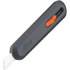 Slice - Nonsparking Ambidextrous Retractable Blade Utility Knife - 2-9/16" Blade Length, Black & Orange, Ceramic Blade, Glass Filled Nylon & Steel Handle - Exact Tool & Supply