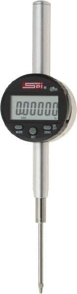 SPI - 0 to 2" Range, 0.00005" Graduation, Electronic Drop Indicator - Flat & Lug Back, Accurate to 0.00025", Inch & Metric System, Digital Display - Exact Tool & Supply