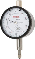 SPI - 5mm Range, 0-50 Dial Reading, 0.01mm Graduation Dial Drop Indicator - 42mm Dial, 0.5mm Range per Revolution, 0.016mm Accuracy, Includes NIST Traceability Certification - Exact Tool & Supply