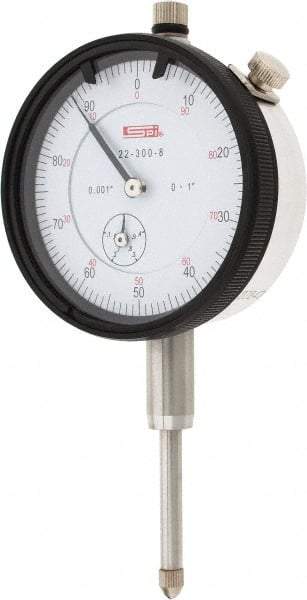 SPI - 1" Range, 0-100 Dial Reading, 0.001" Graduation Dial Drop Indicator - 2.2" Dial, 0.1" Range per Revolution, 0.002" Accuracy, Revolution Counter, Includes NIST Traceability Certification - Exact Tool & Supply